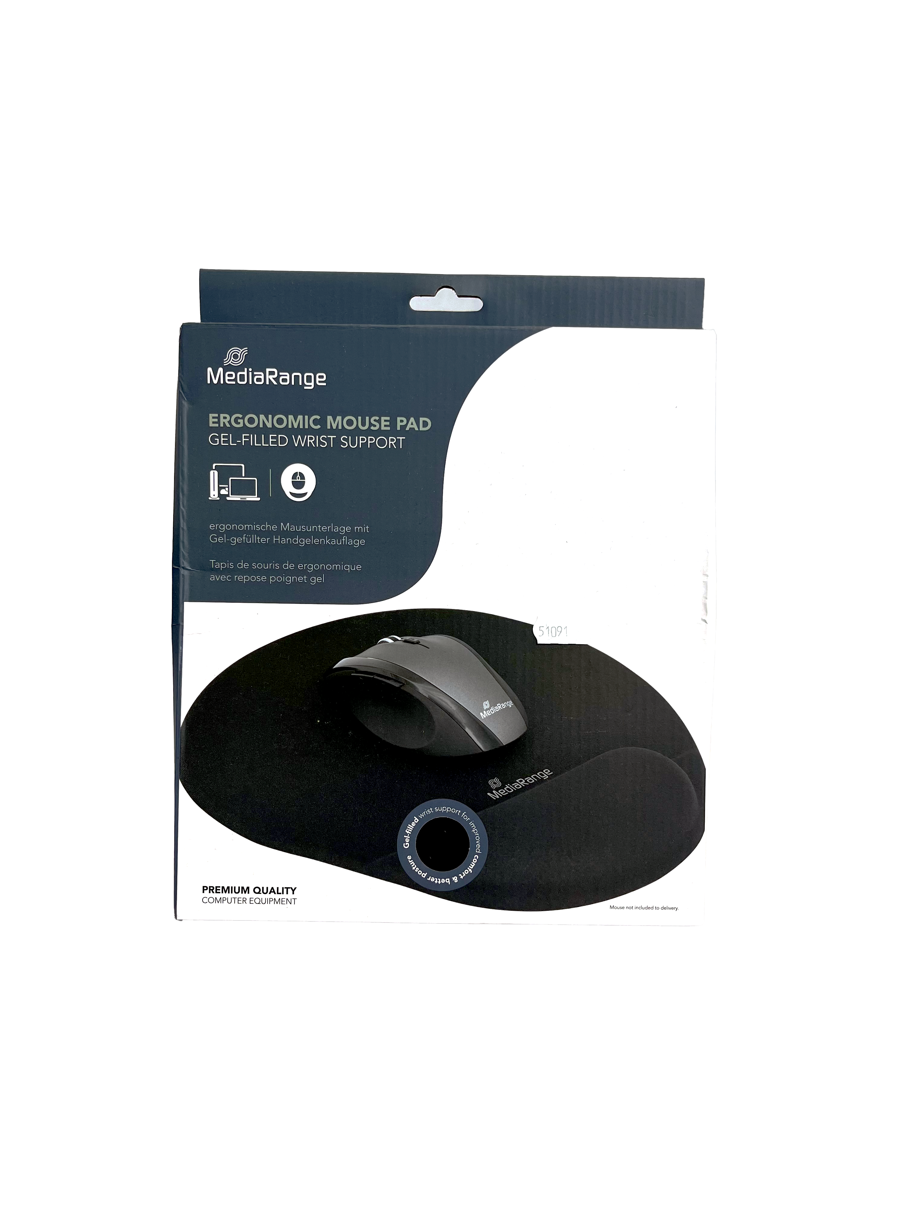 Mauspad mit Gelkissen auf Hartboden, Schwarz 